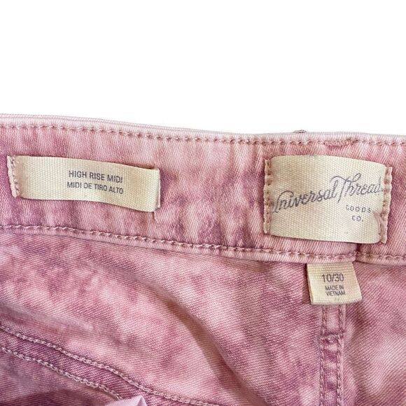 Universal Thread High rise midi size 10 pink acid wash cut off shorts - Picture 2 of 6
